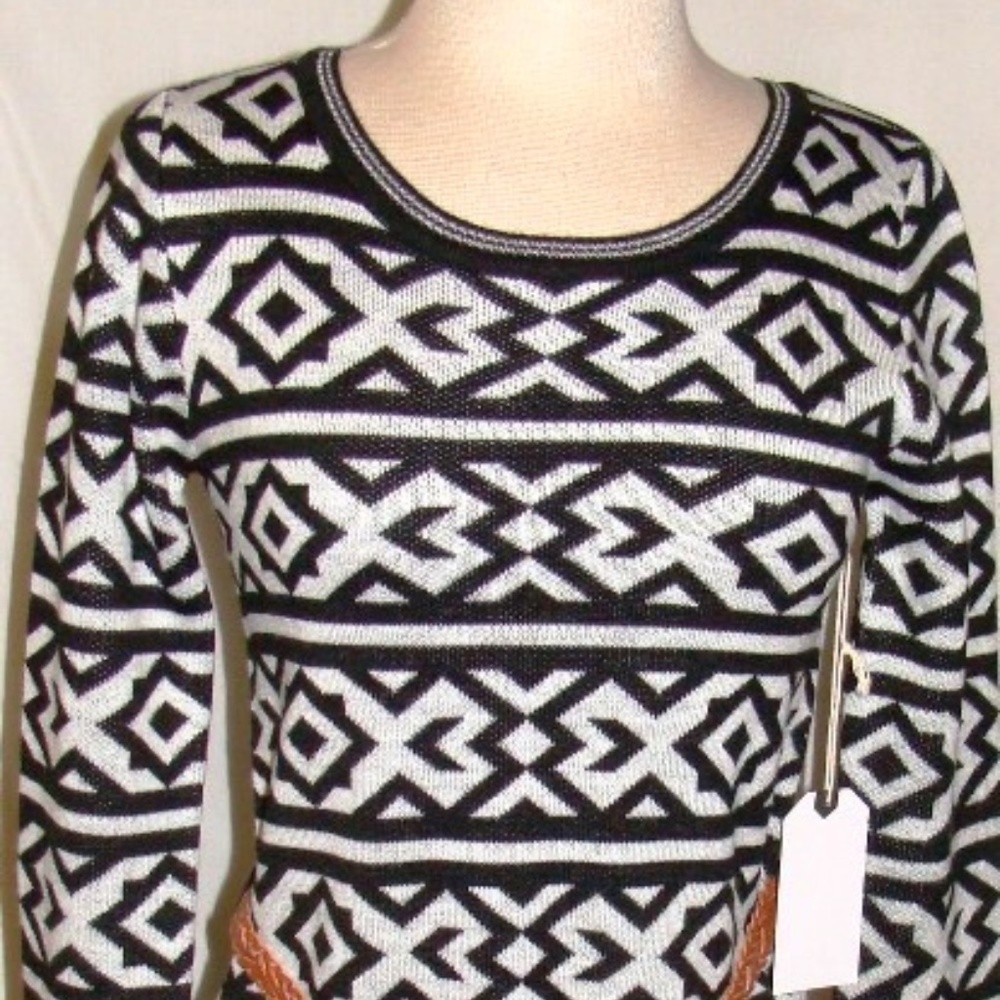 DOUBLE ZERO BLACK & LIGHT GREY LONG SLEEVE DRESS